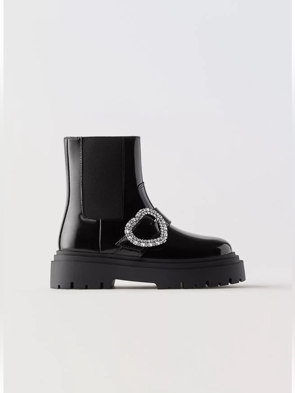 Zara Rhinestone Heart Ankle Boots